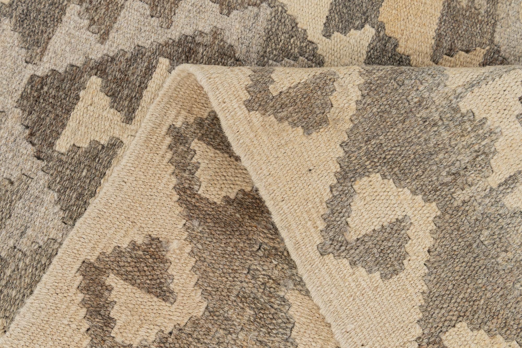 3' 4 x 5' 1 Hand Woven Kilim Maymana Wool Rug