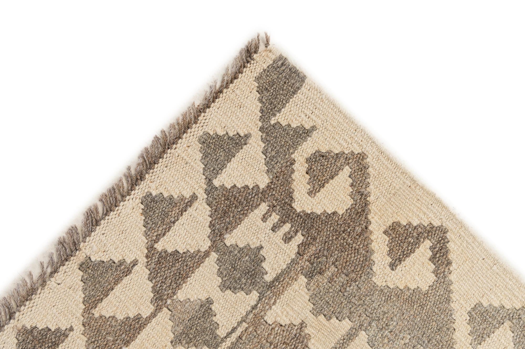 3' 4 x 5' 1 Hand Woven Kilim Maymana Wool Rug