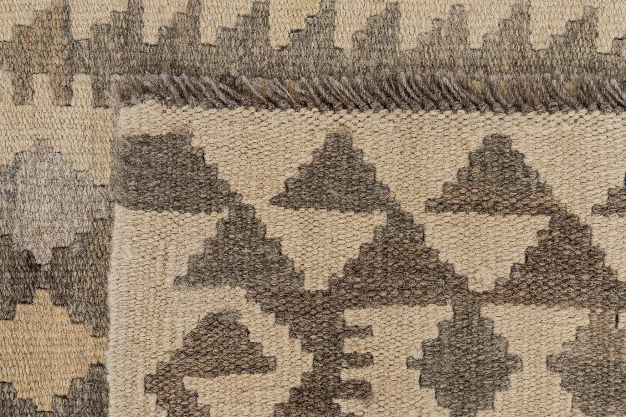3' 4 x 5' 1 Hand Woven Kilim Maymana Wool Rug