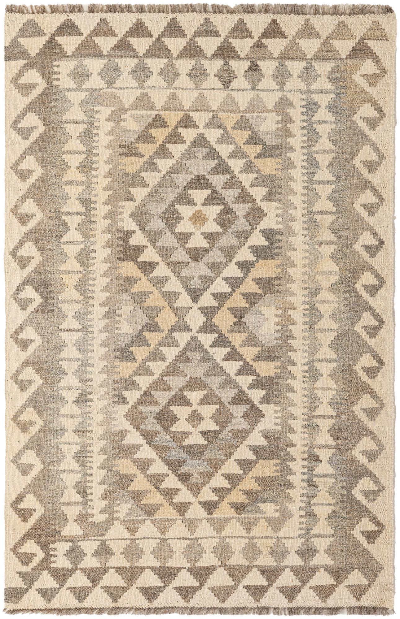 3' 4 x 5' 1 Hand Woven Kilim Maymana Wool Rug