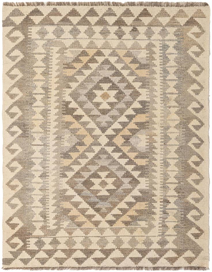 Detail image of 3' 4 x 5' 1 Hand Woven Kilim Maymana Wool Rug