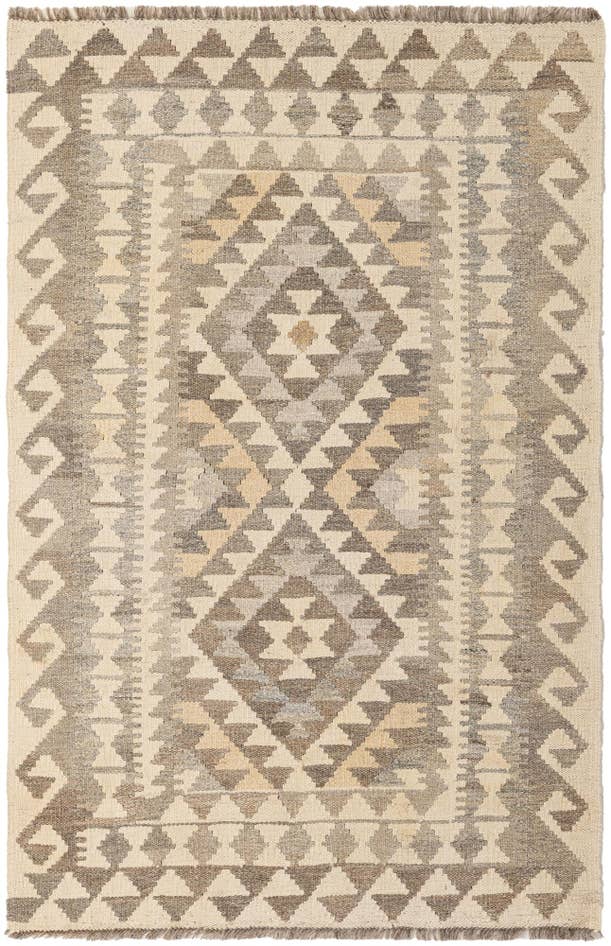 Detail image of 3' 4 x 5' 1 Hand Woven Kilim Maymana Wool Rug