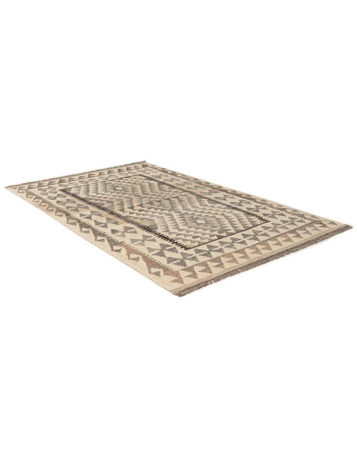 Detail image of 3' 5 x 5' 6 Hand Woven Kilim Maymana Wool Rug