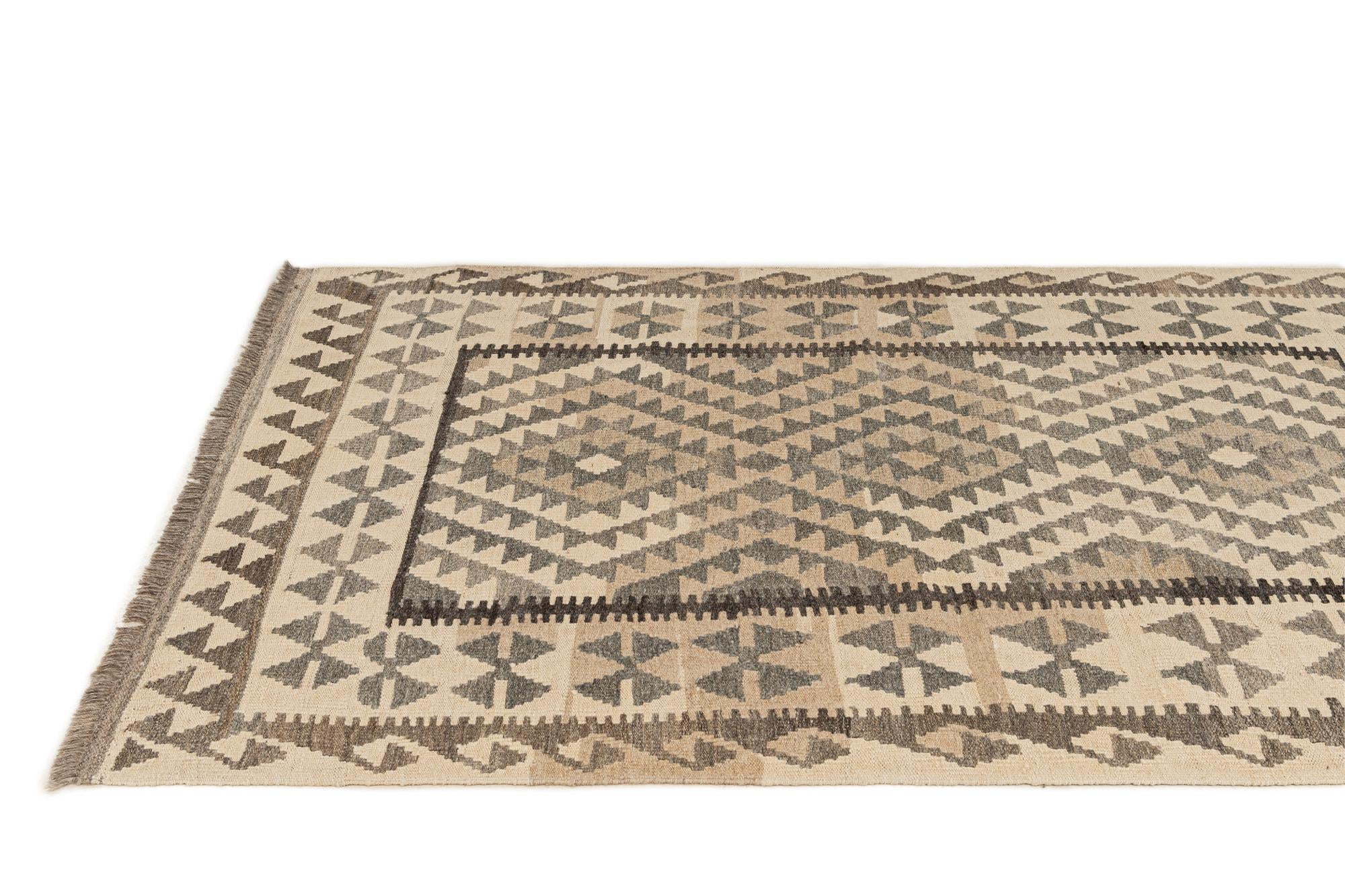 3' 5 x 5' 6 Hand Woven Kilim Maymana Wool Rug