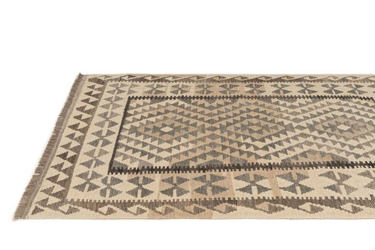 Detail image of 3' 5 x 5' 6 Hand Woven Kilim Maymana Wool Rug