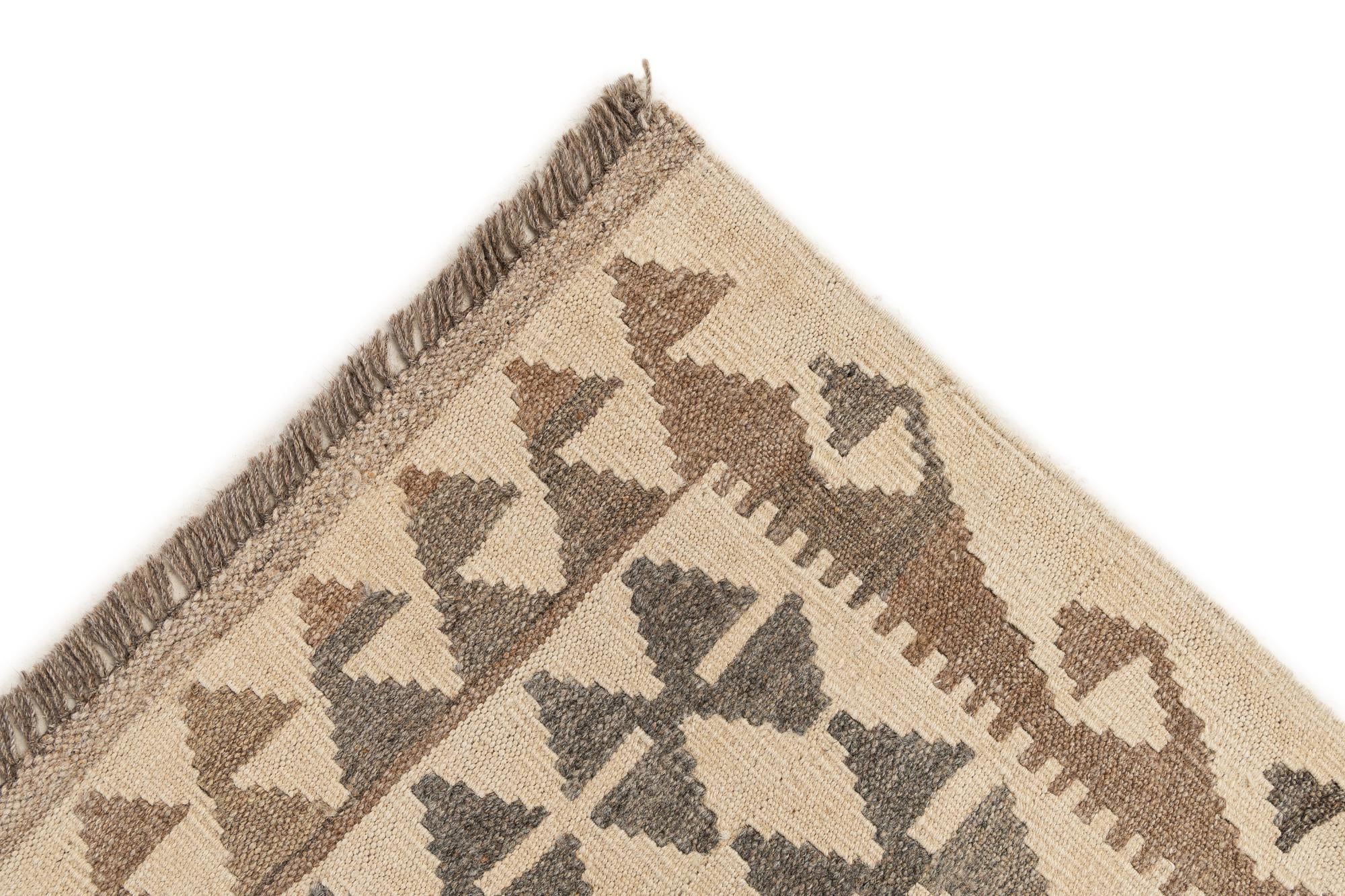 3' 5 x 5' 6 Hand Woven Kilim Maymana Wool Rug