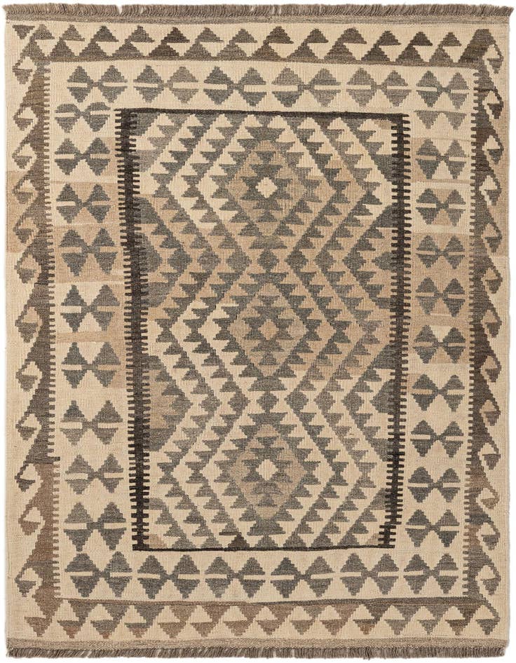 Detail image of 3' 5 x 5' 6 Hand Woven Kilim Maymana Wool Rug