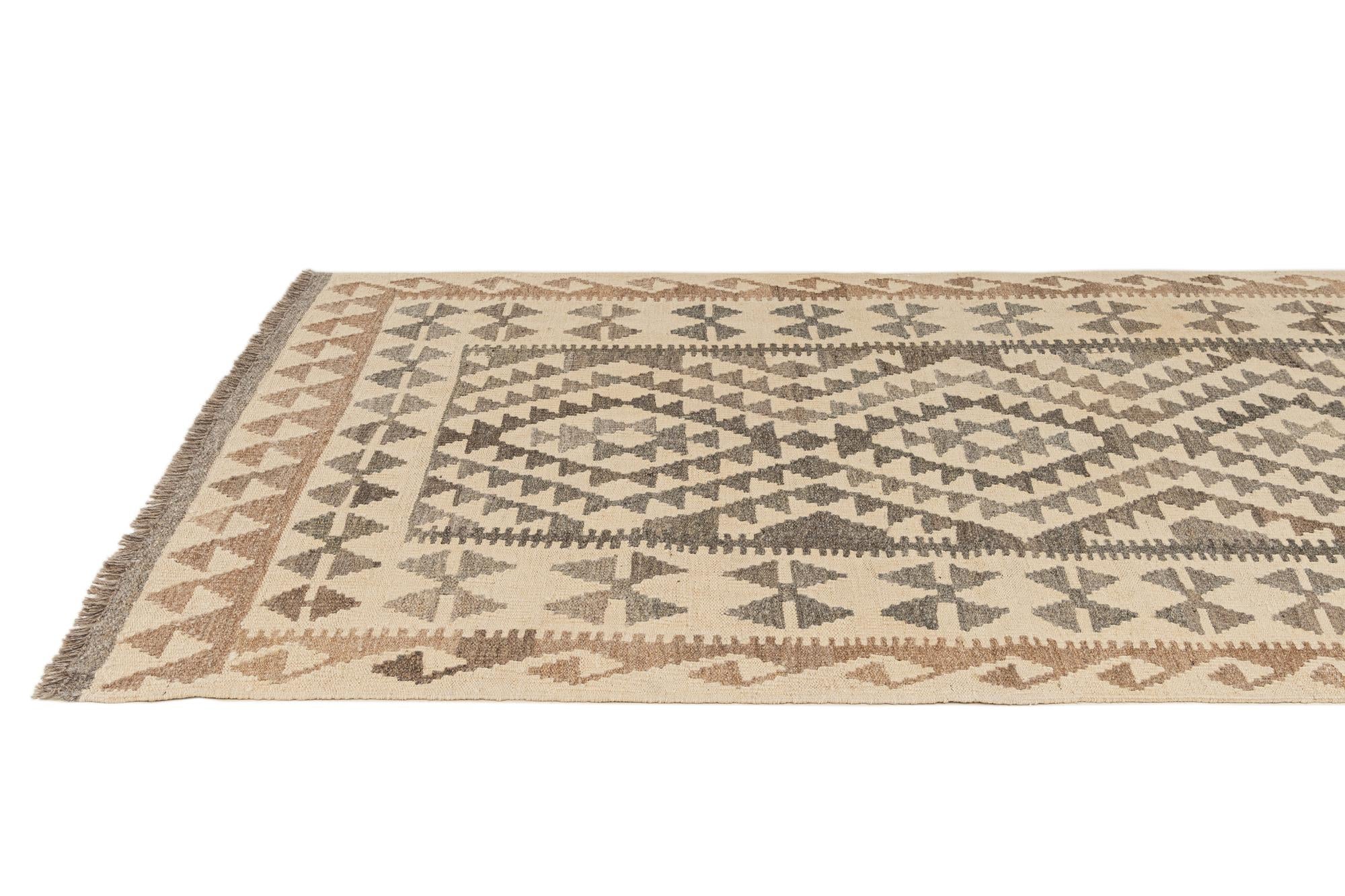 3' 5 x 5' 9 Hand Woven Kilim Maymana Wool Rug