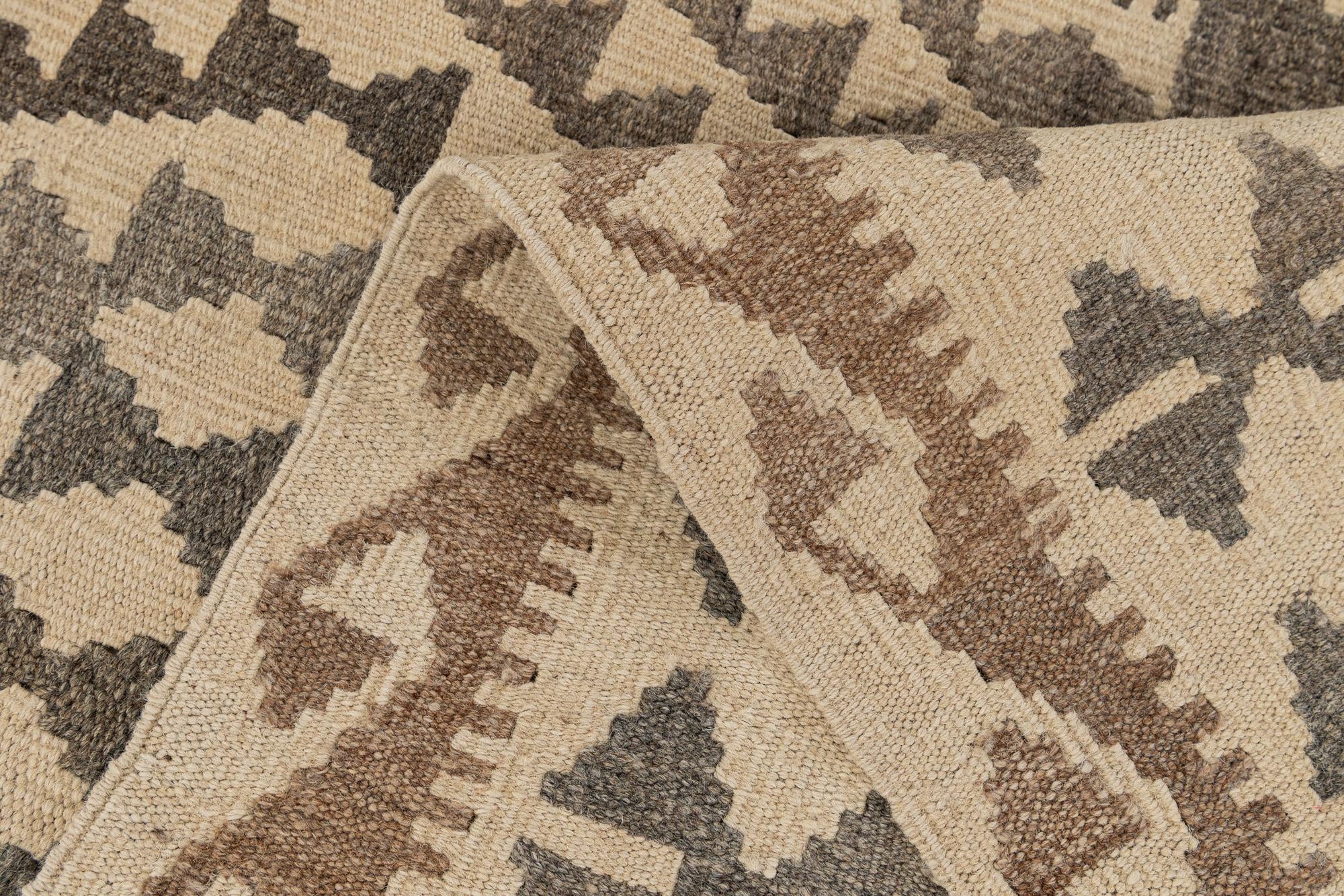 3' 5 x 5' 9 Hand Woven Kilim Maymana Wool Rug