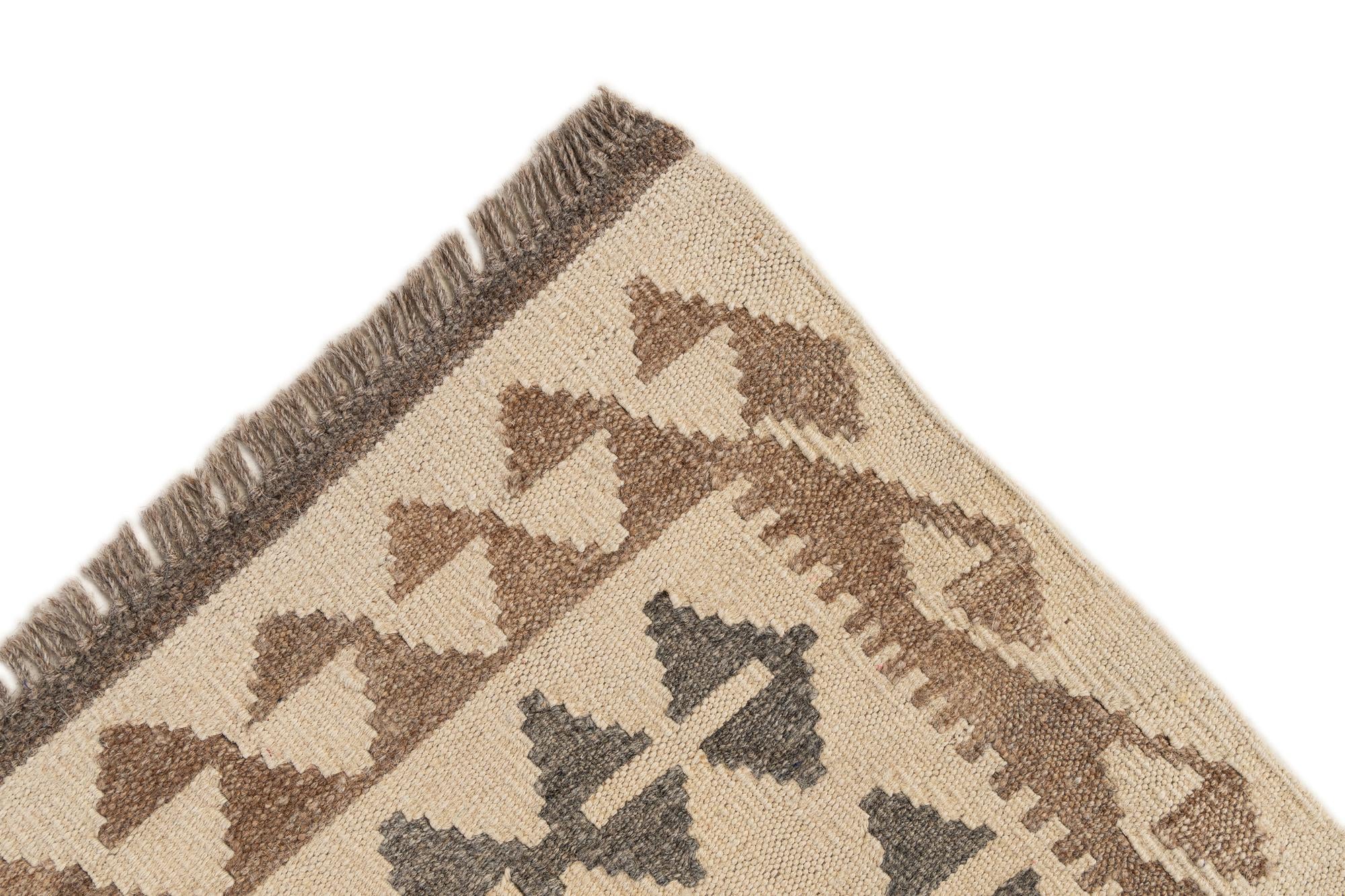 3' 5 x 5' 9 Hand Woven Kilim Maymana Wool Rug