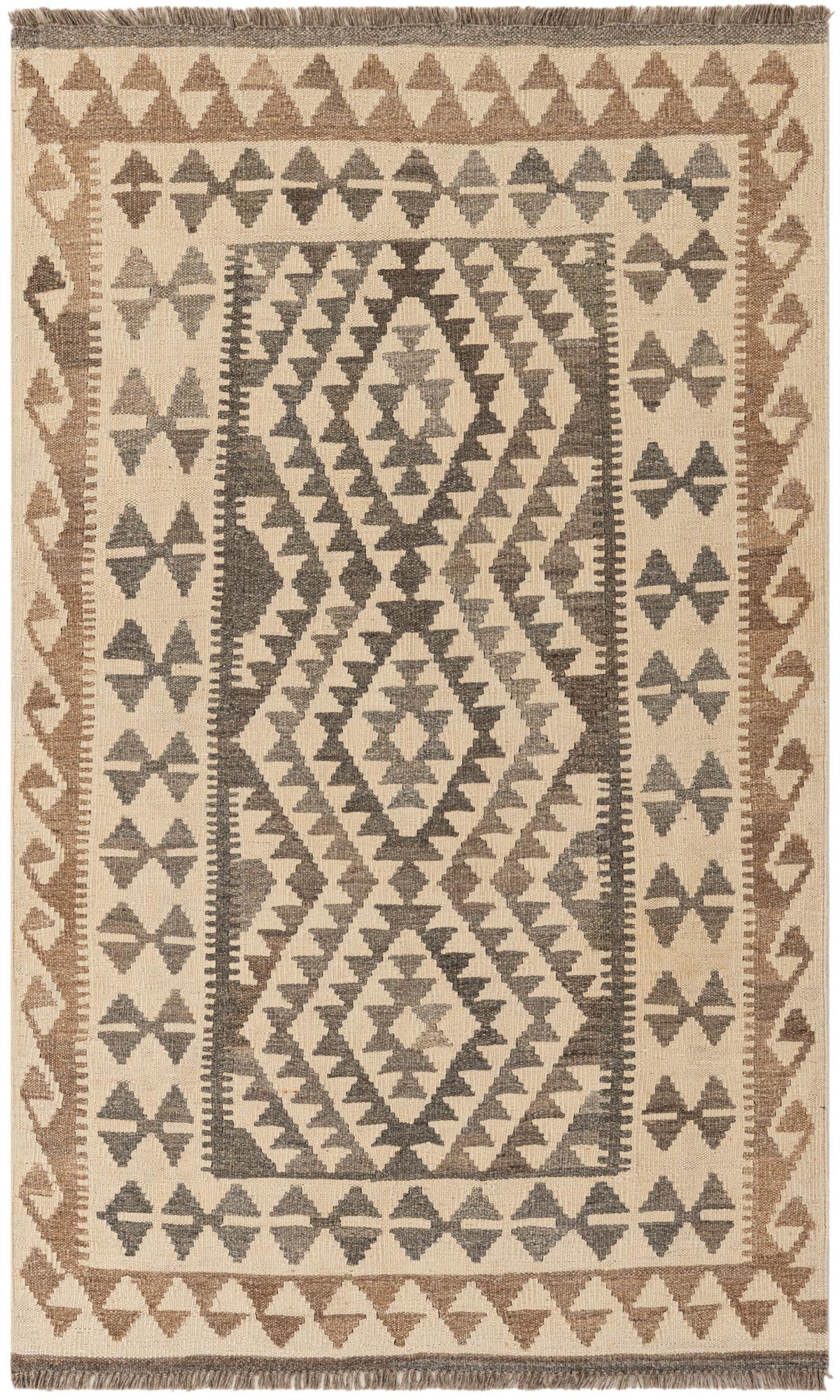 3' 5 x 5' 9 Hand Woven Kilim Maymana Wool Rug