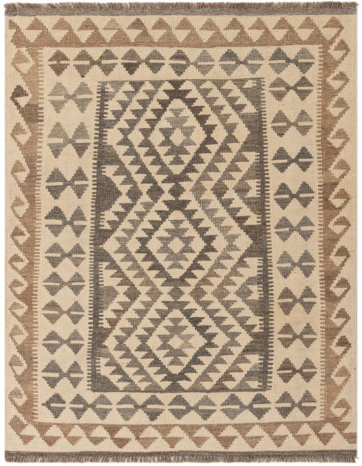 Detail image of 3' 5 x 5' 9 Hand Woven Kilim Maymana Wool Rug