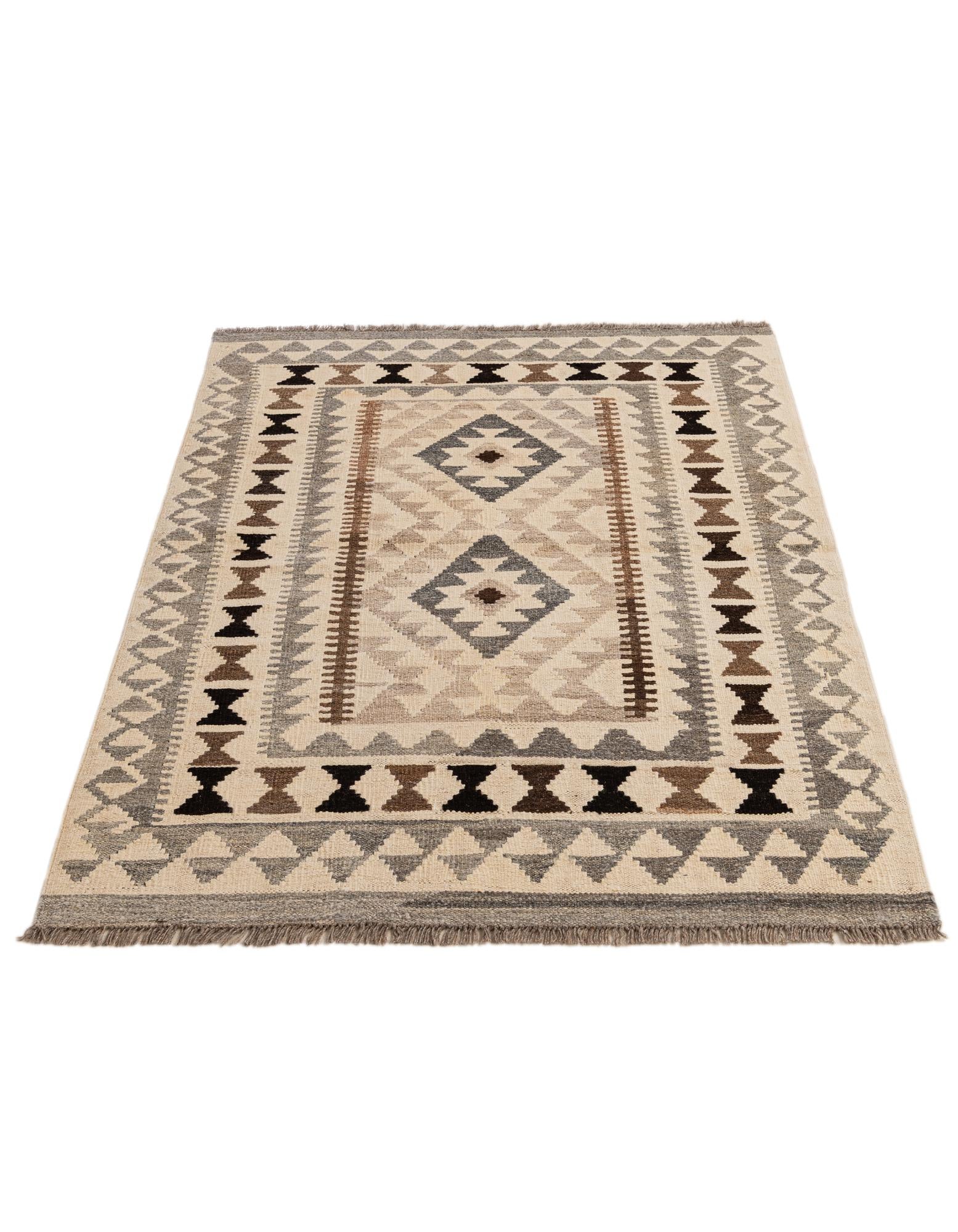 3' 6 x 4' 11 Hand Woven Kilim Maymana Wool Rug