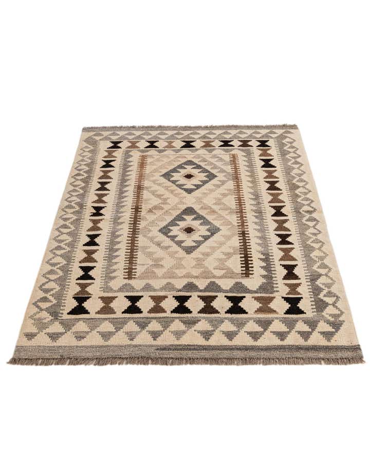 3' 6 x 4' 11 Hand Woven Kilim Maymana Wool Rug