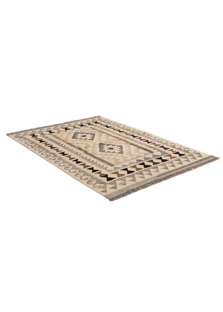 3' 6 x 4' 11 Hand Woven Kilim Maymana Wool Rug