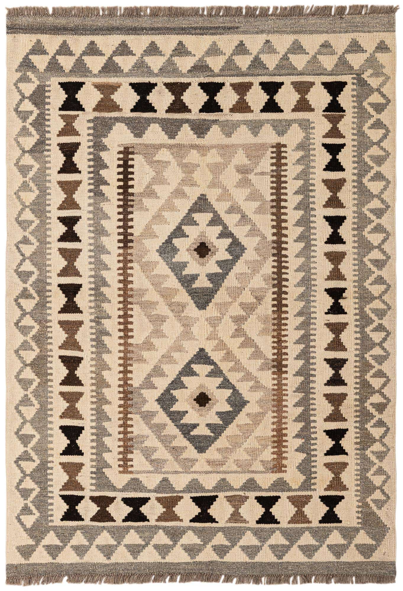3' 6 x 4' 11 Hand Woven Kilim Maymana Wool Rug