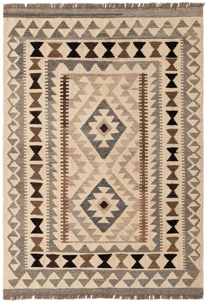 3' 6 x 4' 11 Hand Woven Kilim Maymana Wool Rug