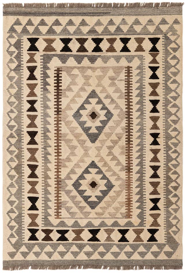 Detail image of 3' 6 x 4' 11 Hand Woven Kilim Maymana Wool Rug