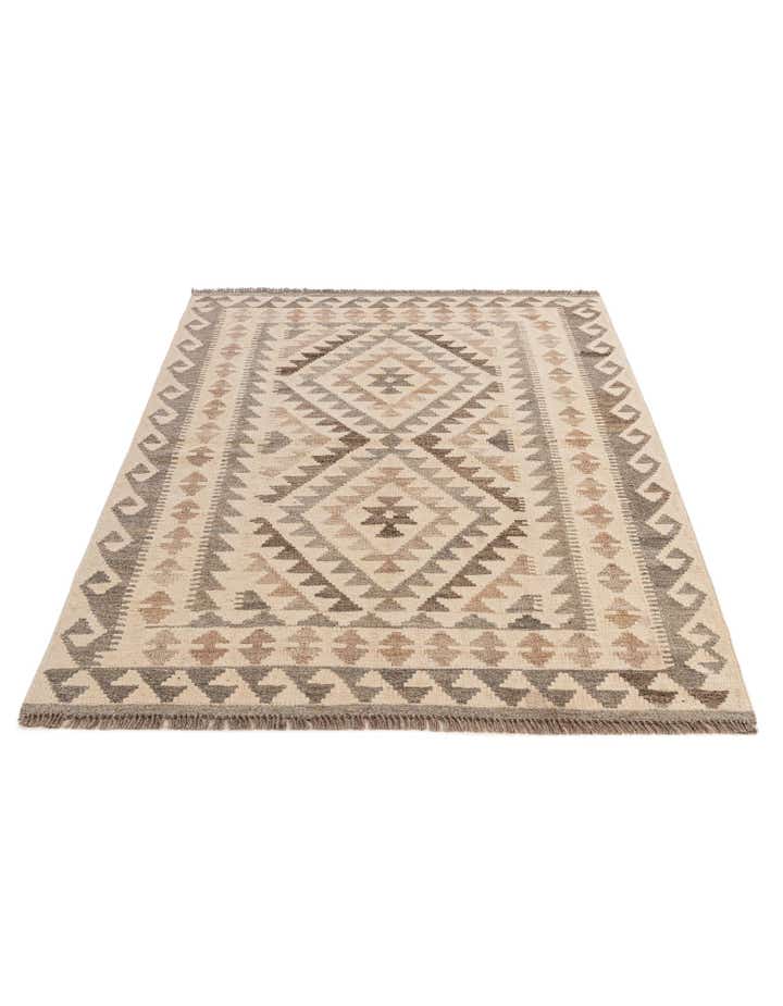 3' 7 x 5' 2 Hand Woven Kilim Maymana Wool Rug