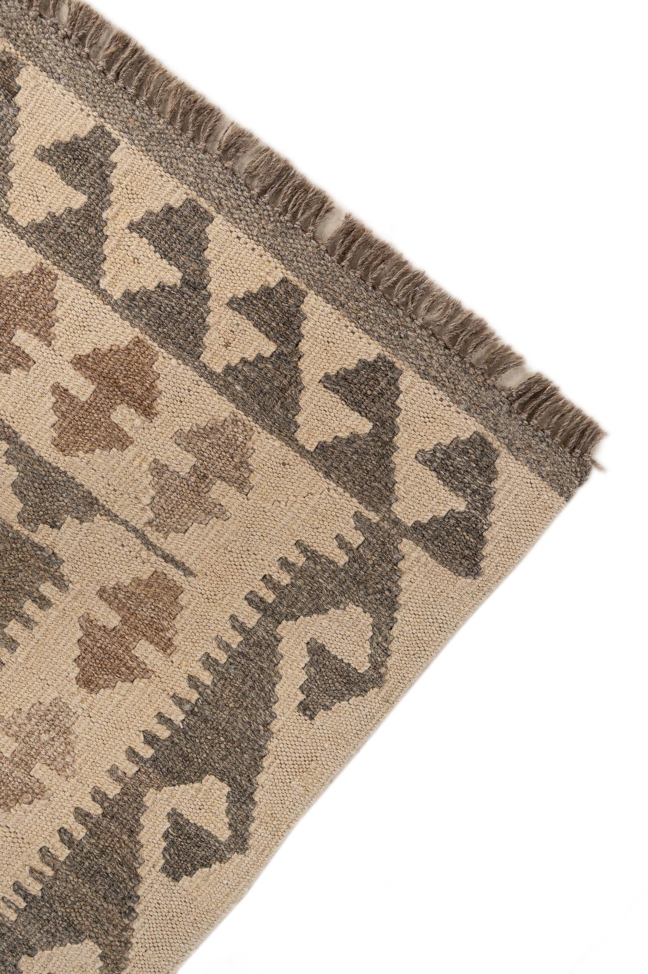 3' 7 x 5' 2 Hand Woven Kilim Maymana Wool Rug