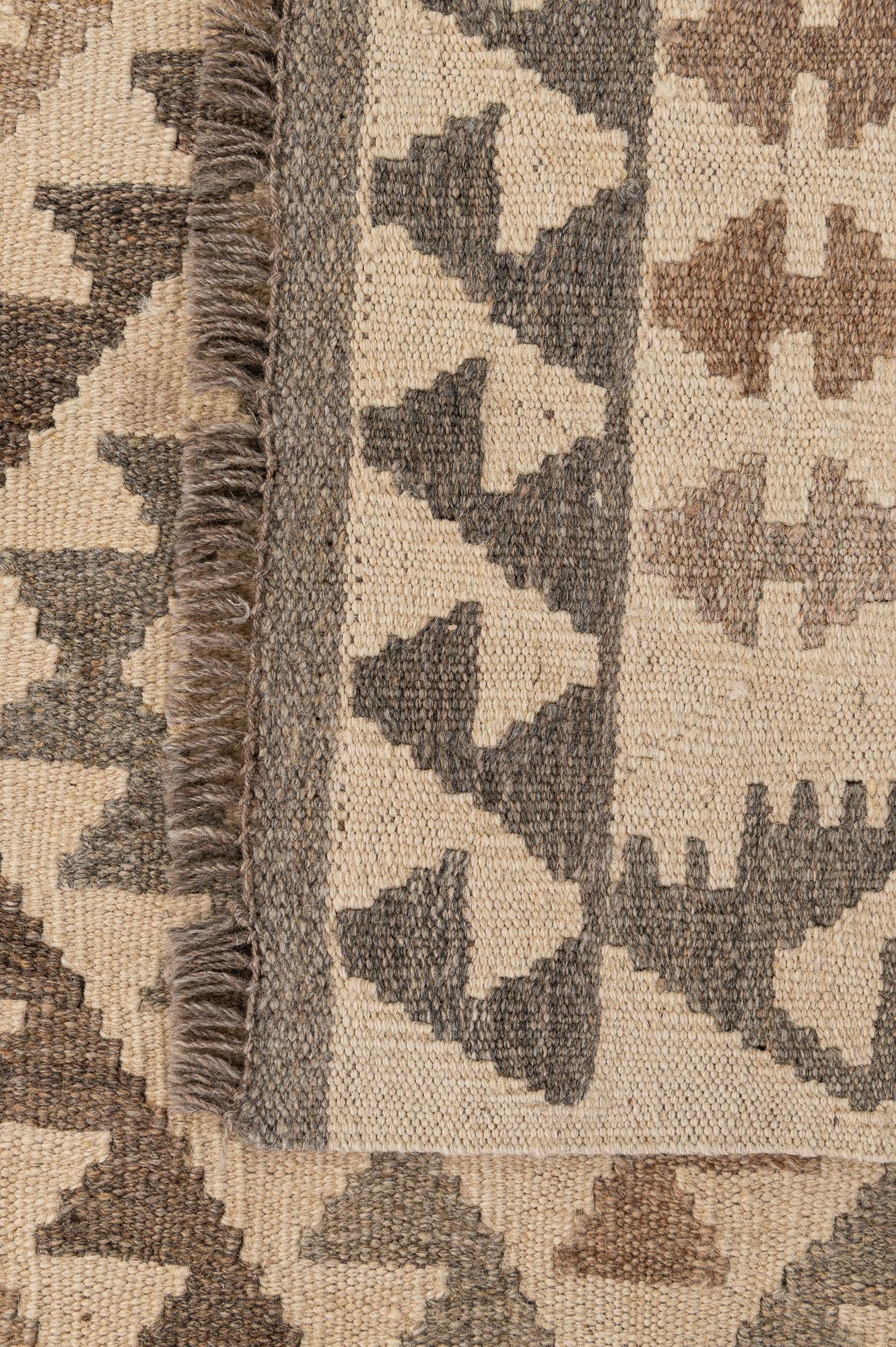 3' 7 x 5' 2 Hand Woven Kilim Maymana Wool Rug