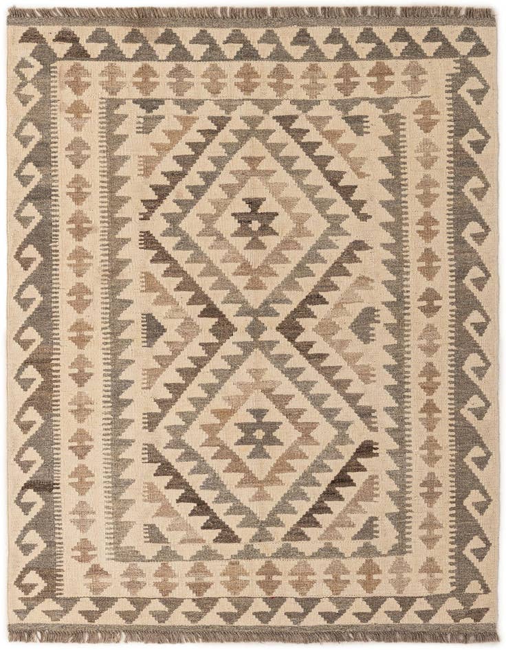Detail image of 3' 7 x 5' 2 Hand Woven Kilim Maymana Wool Rug