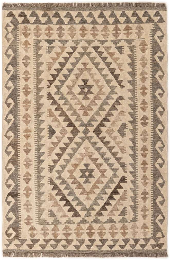 3' 7 x 5' 2 Hand Woven Kilim Maymana Wool Rug