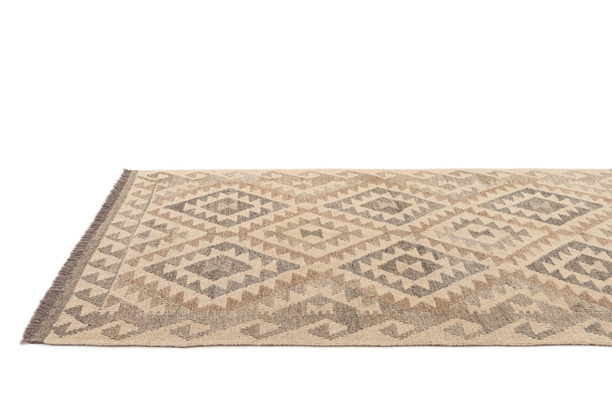 3' 6 x 5' 3 Hand Woven Kilim Maymana Wool Rug