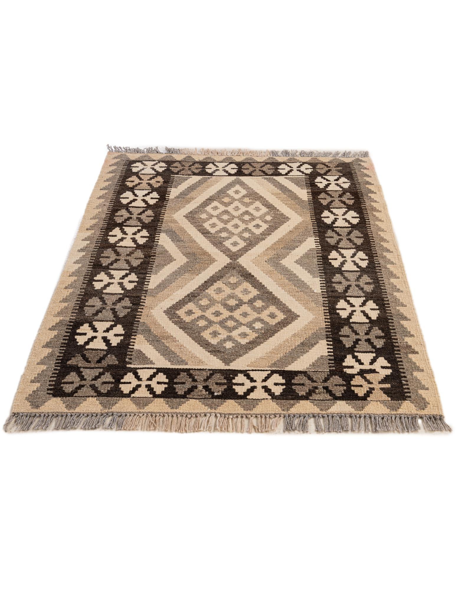 2' 11 x 3' 11 Hand Woven Kilim Maymana Wool Rug