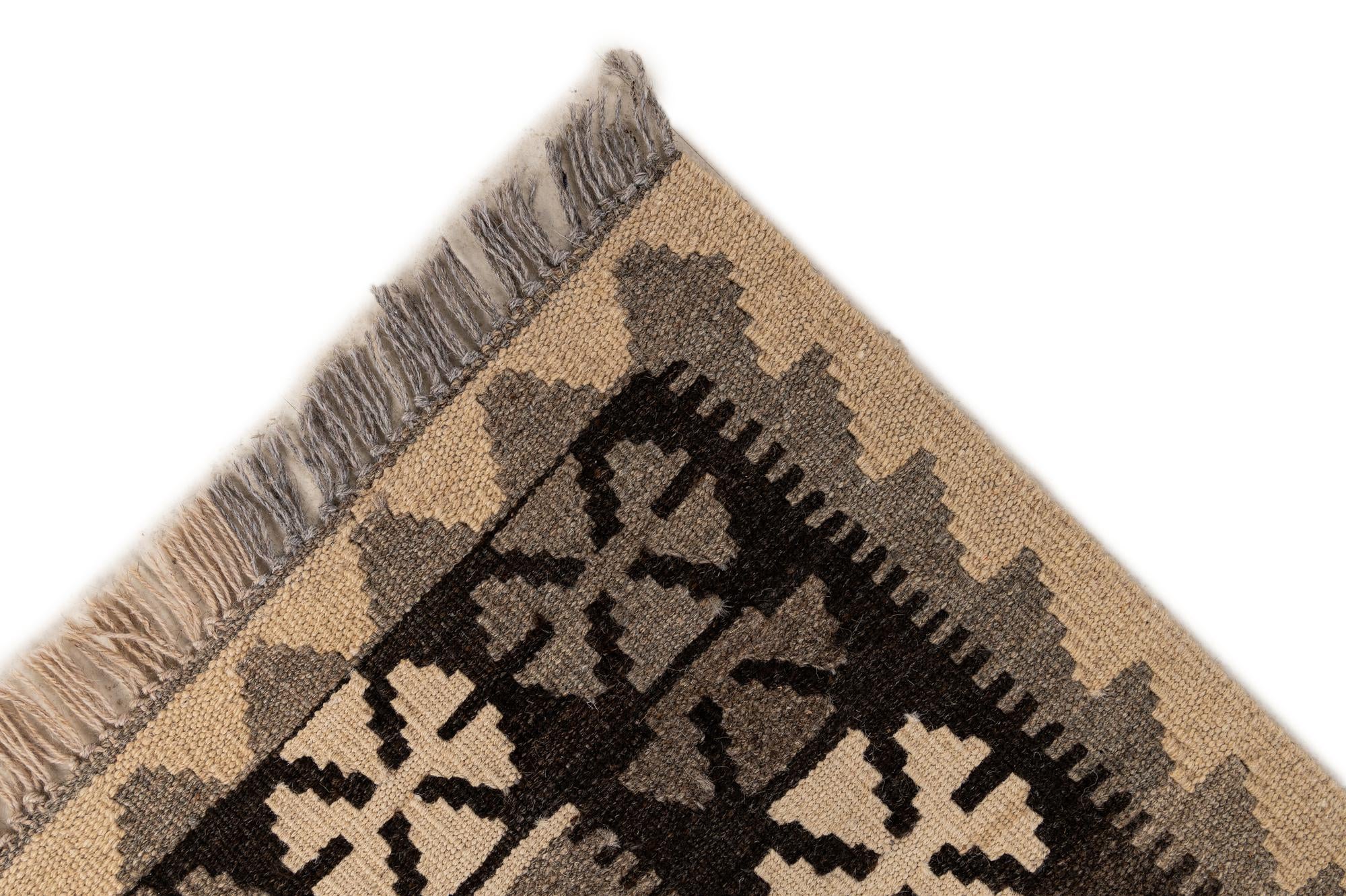 2' 11 x 3' 11 Hand Woven Kilim Maymana Wool Rug