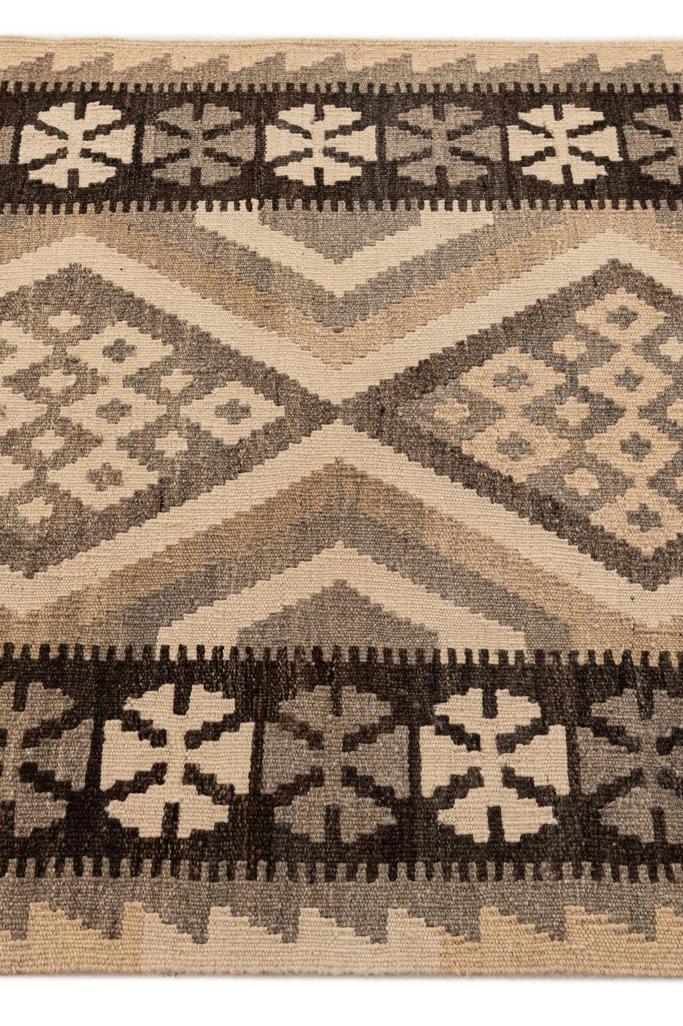2' 11 x 3' 11 Hand Woven Kilim Maymana Wool Rug