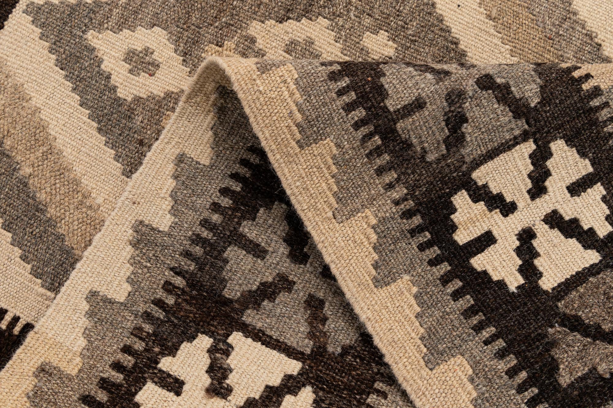 2' 11 x 3' 11 Hand Woven Kilim Maymana Wool Rug