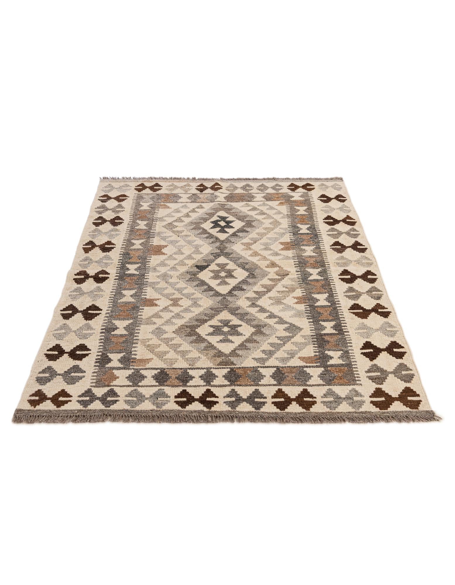 3' 6 x 4' 11 Hand Woven Kilim Maymana Wool Rug
