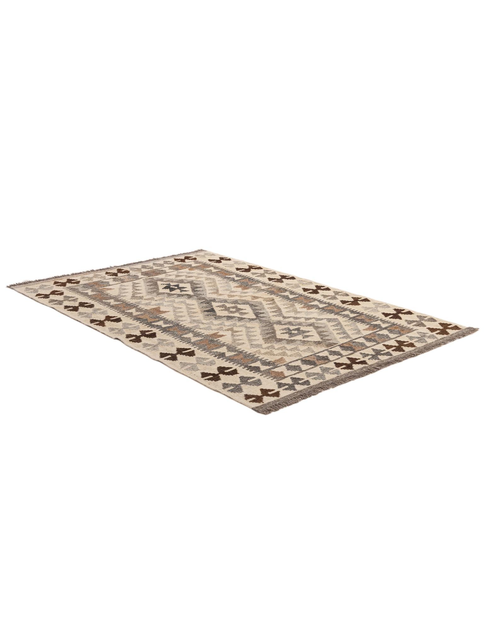 3' 6 x 4' 11 Hand Woven Kilim Maymana Wool Rug
