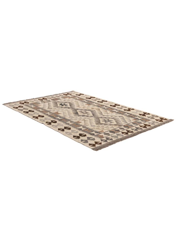 Detail image of 3' 6 x 4' 11 Hand Woven Kilim Maymana Wool Rug