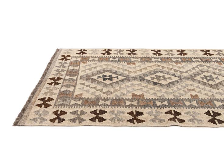 Detail image of 3' 6 x 4' 11 Hand Woven Kilim Maymana Wool Rug