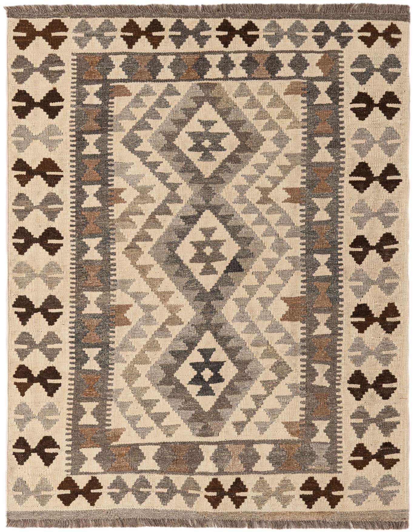 3' 6 x 4' 11 Hand Woven Kilim Maymana Wool Rug