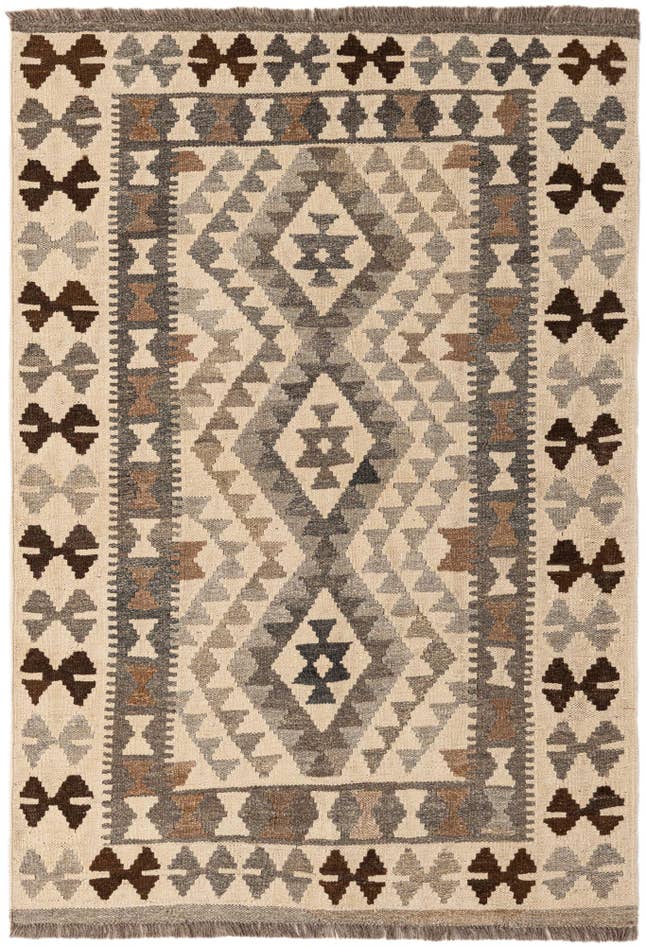 Detail image of 3' 6 x 4' 11 Hand Woven Kilim Maymana Wool Rug