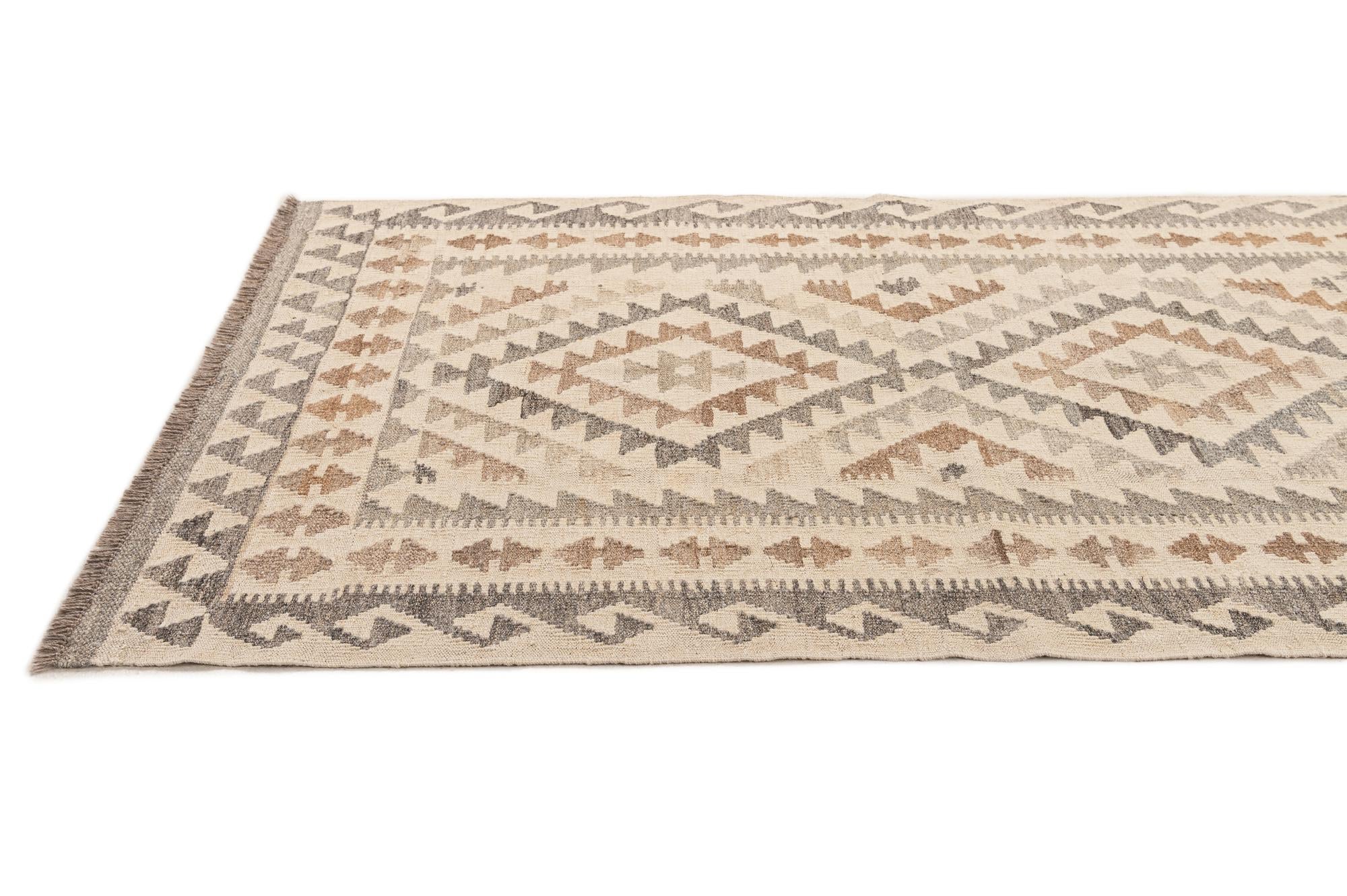 3' 5 x 5' 1 Hand Woven Kilim Maymana Wool Rug