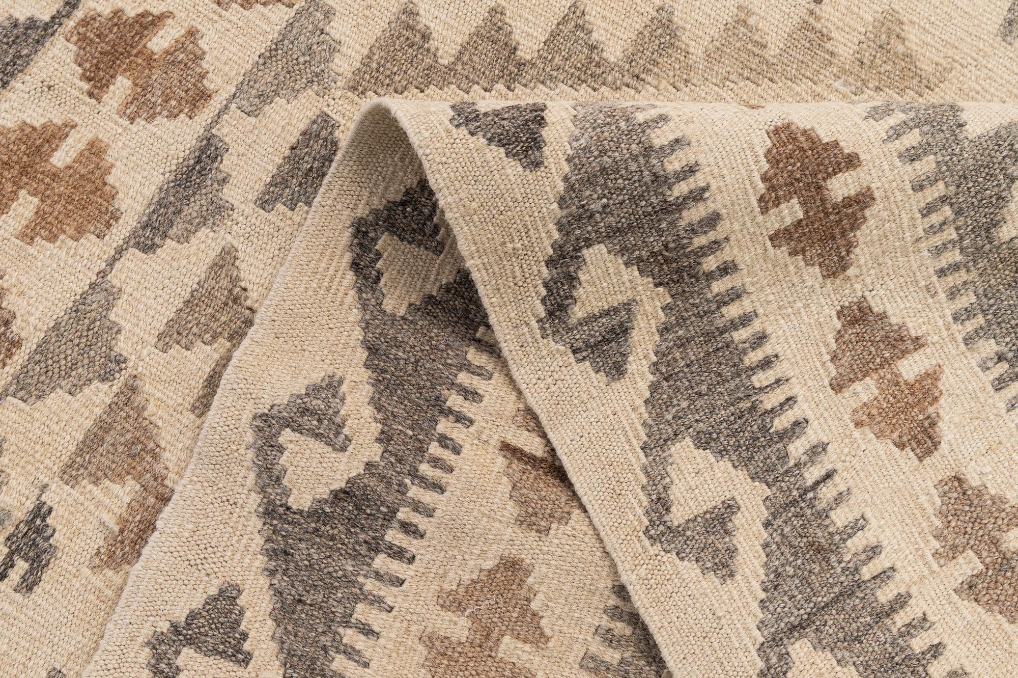 3' 5 x 5' 1 Hand Woven Kilim Maymana Wool Rug