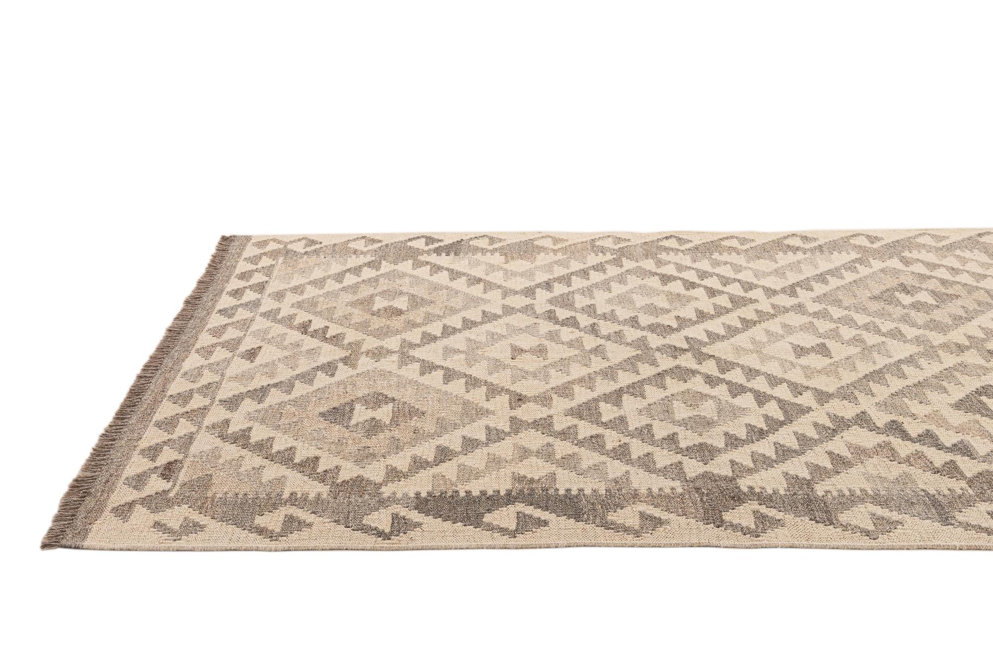 3' 5 x 5' 1 Hand Woven Kilim Maymana Wool Rug