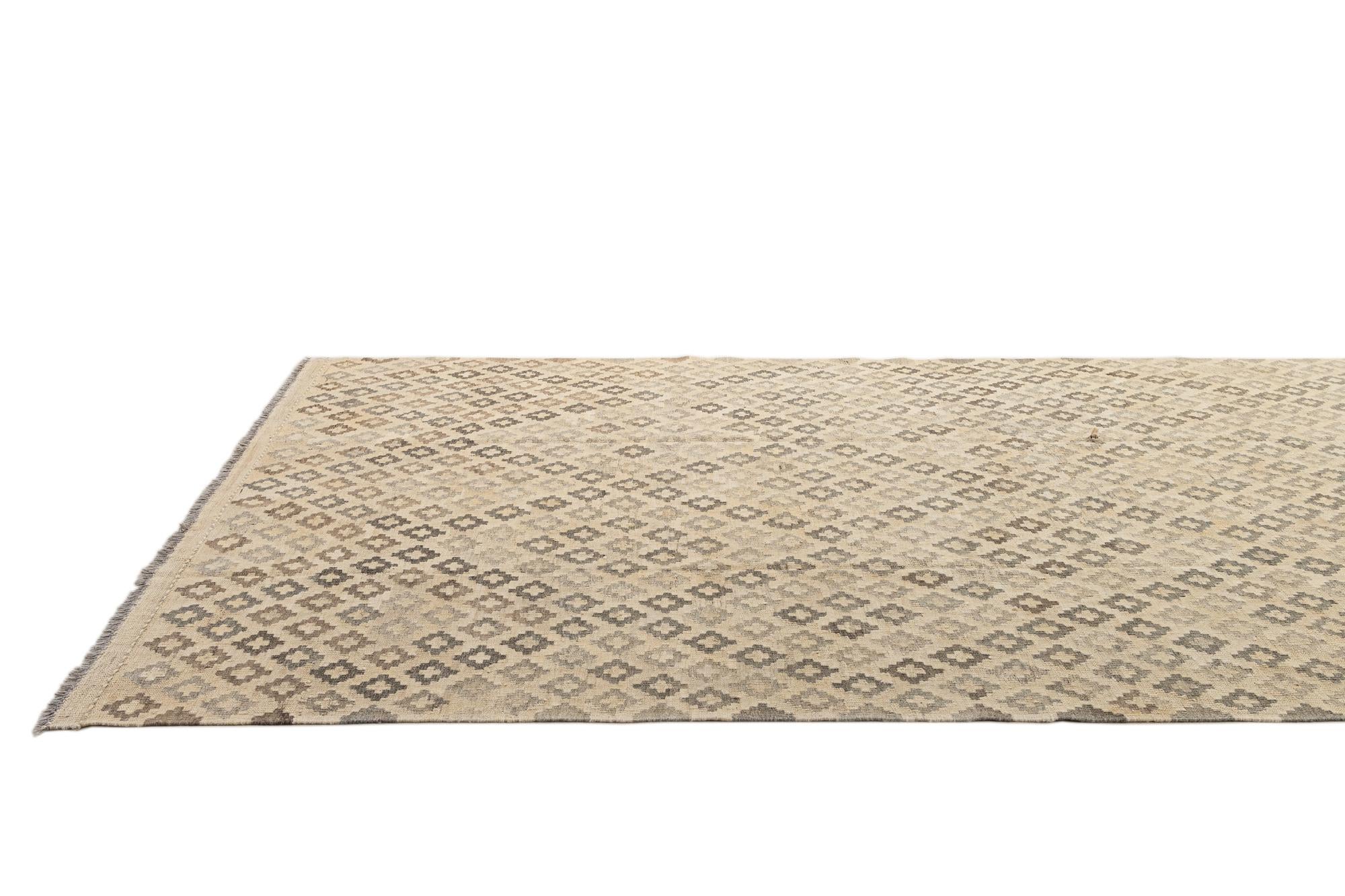 6' 10 x 9' 10 Hand Woven Kilim Maymana Wool Rug