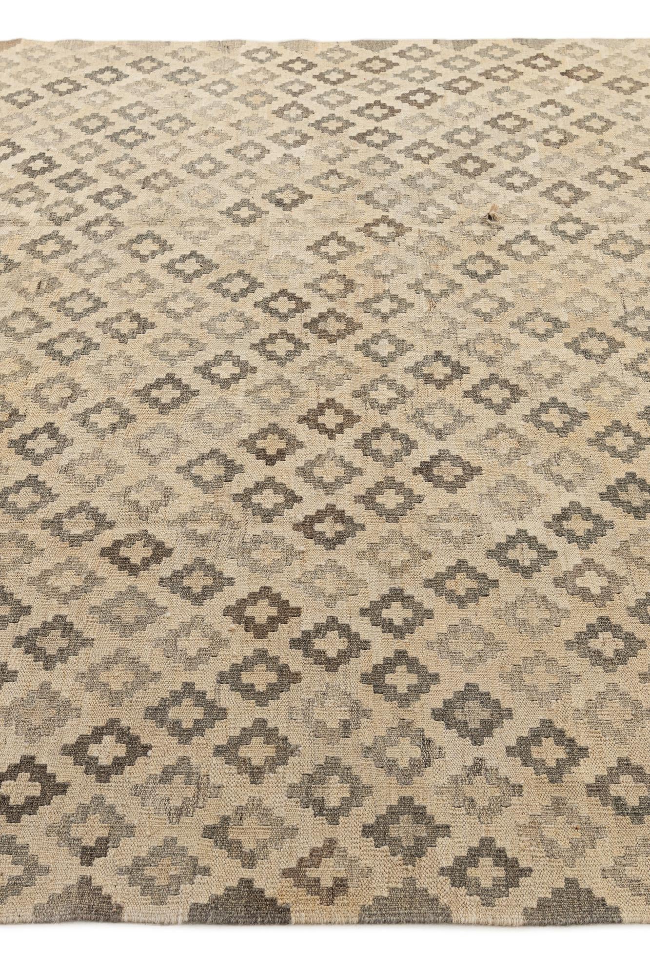 6' 10 x 9' 10 Hand Woven Kilim Maymana Wool Rug