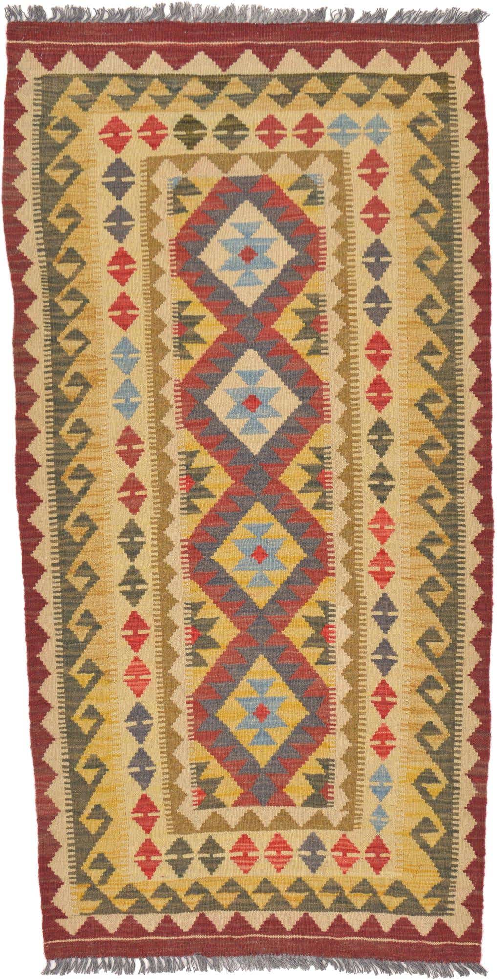 3' 4 x 6' 4 Hand Woven Kilim Maymana Wool Rug