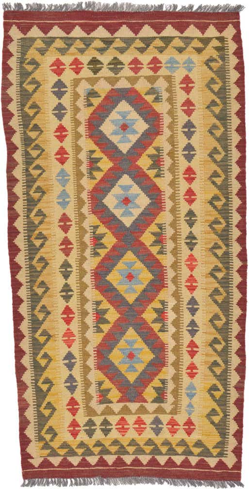 3' 4 x 6' 4 Hand Woven Kilim Maymana Wool Rug