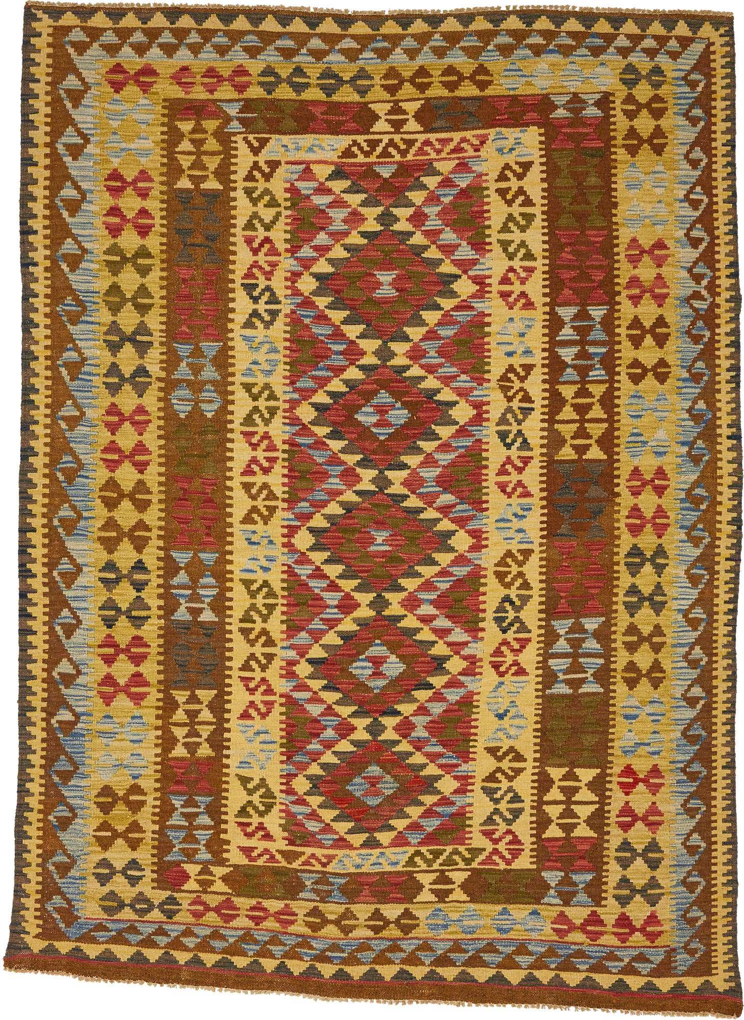 4' 8 x 6' 6 Hand Woven Kilim Maymana Wool Rug
