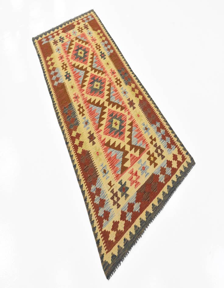 Detail image of 3' 2 x 6' 6  Hand Woven Kilim Maymana Wool Rug