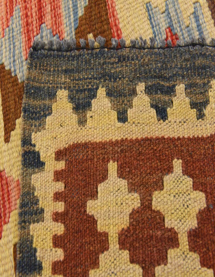 Detail image of 3' 2 x 6' 6  Hand Woven Kilim Maymana Wool Rug