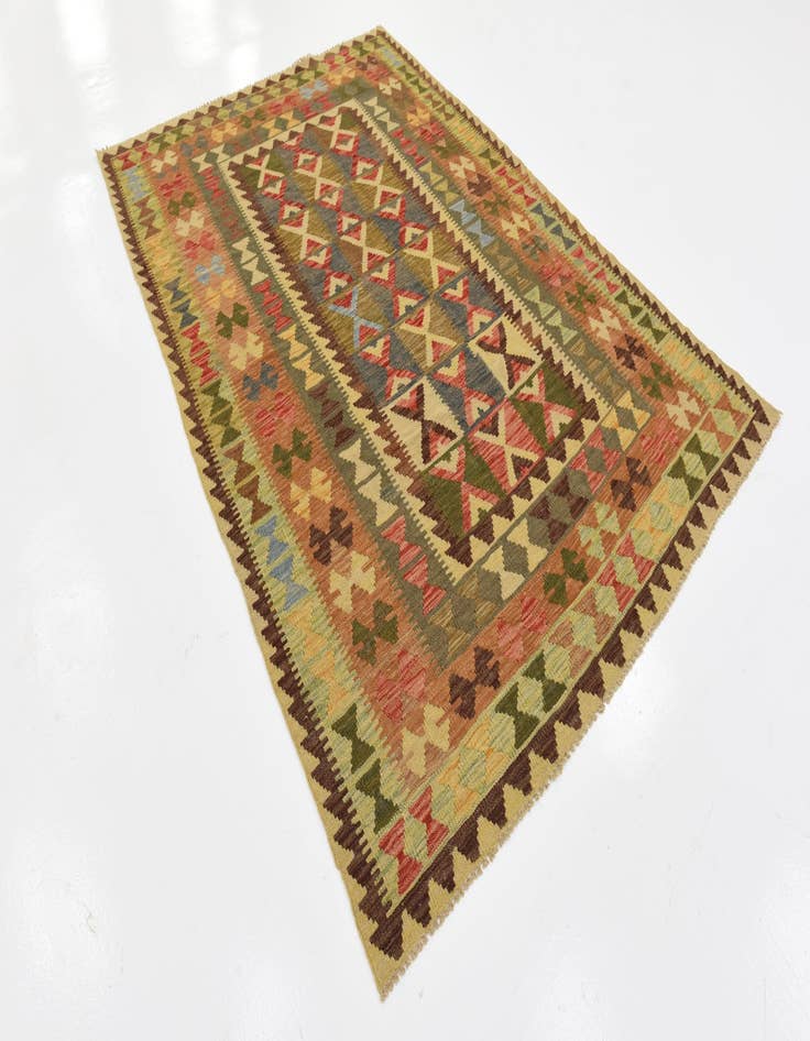 Detail image of 5' 2 x 8' Hand Woven Kilim Maymana Wool Rug