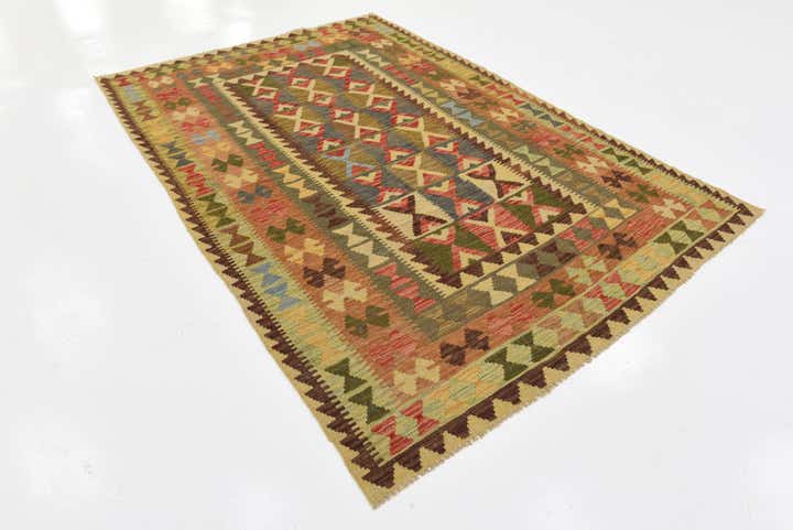 5' 2 x 8' Hand Woven Kilim Maymana Wool Rug